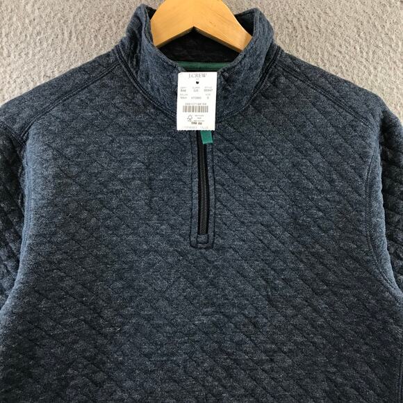 New J Crew Quilted Half Zip Mens S Blue Fleece Long Sleeve Layering - Picture 3 of 10